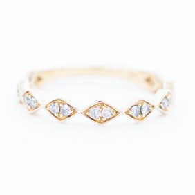 14KYG Art Deco Style Stacking Band .22ctw Natural Diamonds, sz 6.25