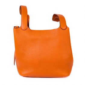 Hermes Picotin MM 22 Clemence Leather Potiron Orange – Palladium Hardware, 2005 (I Stamp)
