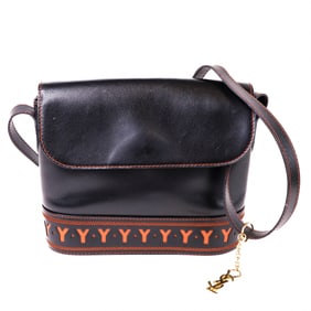 Yves Saint Laurent Vintage Black Leather Y-Cutout Shoulder Bag, 1980s–1990s Era