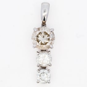 Platinum Three-Stone I-I1 Diamond Pendant – 1.52ct, 0.44ct, 0.35ct