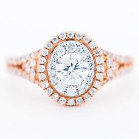 14KRG 1.00ctw Natural Diamond 0.50ctr RBC Ring sz 6.75