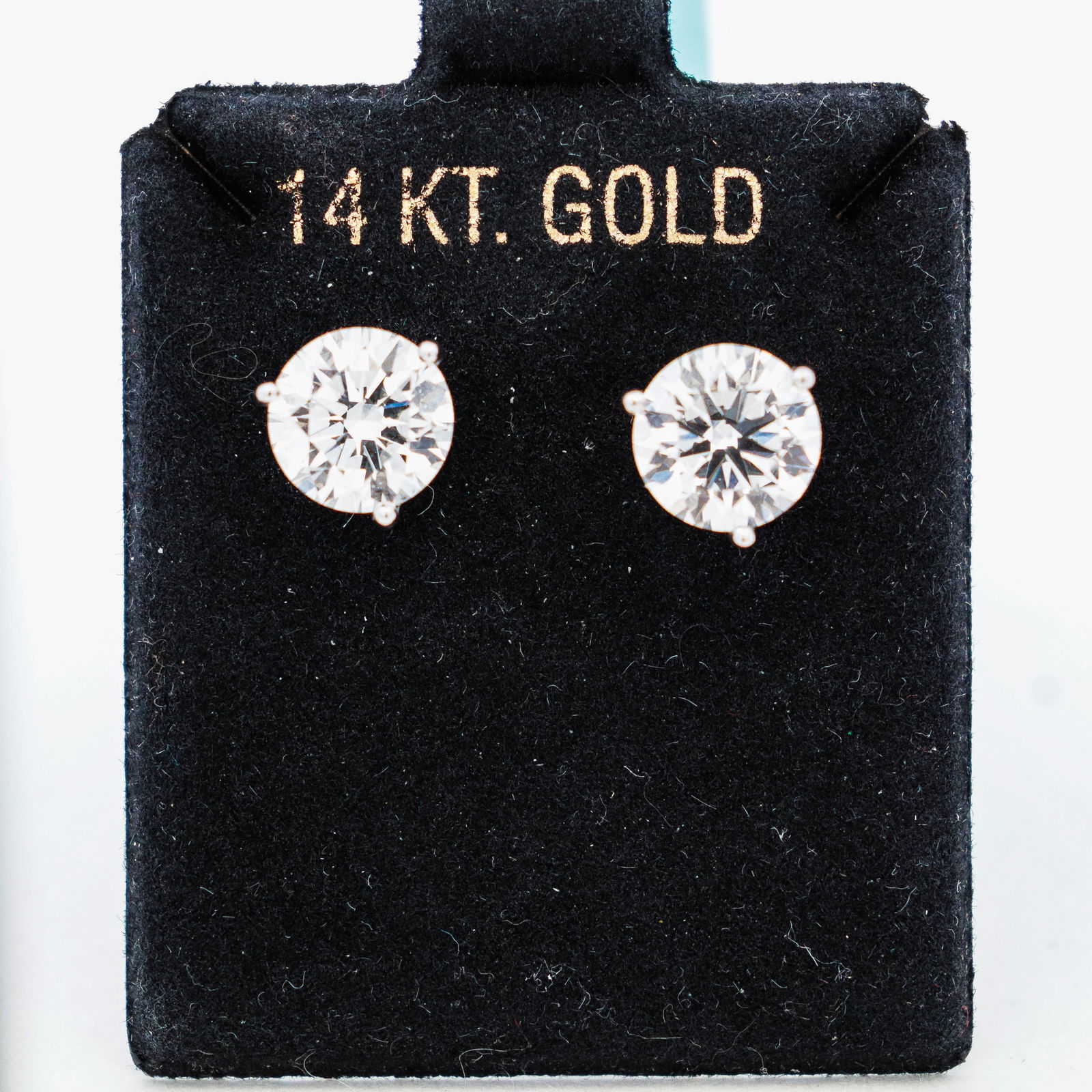 14KWG 4.00ctw Round Brilliant Diamond Solitaire Studs Lab 3 Prong (1 of 4)