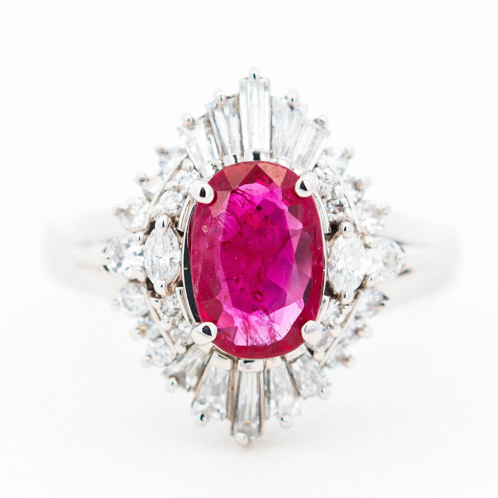 GIA Platinum 1.21ct Ruby & 0.66ct Diamond Ring, Size 6 - GIA 5231601936 (1 of 5)