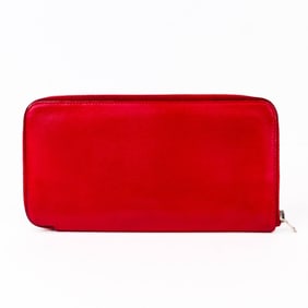 Hermes Azap Long Silk In Wallet Red Leather Palladium Hardware