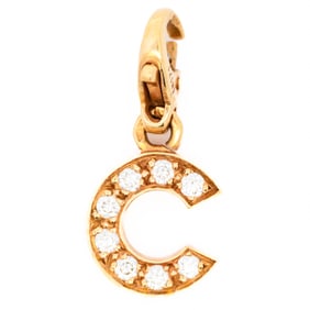 Chanel Logo “C?? Pendant in 18K Yellow Gold with Diamonds