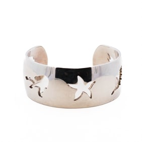 Hermes Motif Mer Argente Sea Motif Bracelet in Sterling Silver