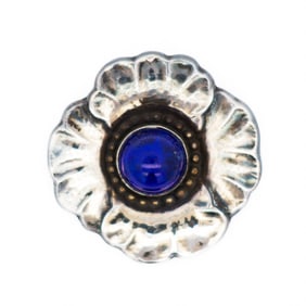 Georg Jensen Lapis Lazuli Flower Brooch, Design 189, Sterling Silver