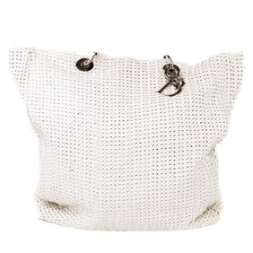 Dior White Woven Leather – Tote Bag, 2000s Era
