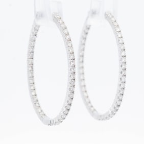 18KWG 4.50ctw Diamond Inside-Out Hoop Earrings