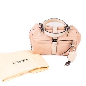 Loewe Laura Pink Grained Leather – Top Handle Bag, 2000s Era