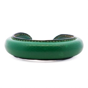 Hermes Vintage Leather Bangle Green Rare Piece