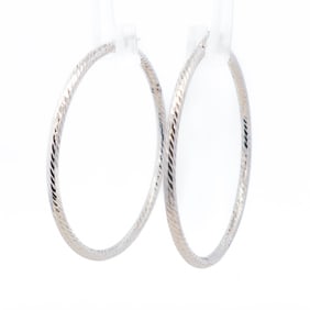 14K White Gold 2.25" Italian Hoops
