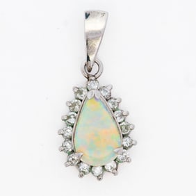 Opal and Diamond Pendant in Platinum