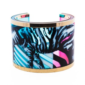 Dior Jungle Pop Zebra Motif Wide Resin Cuff Bracelet