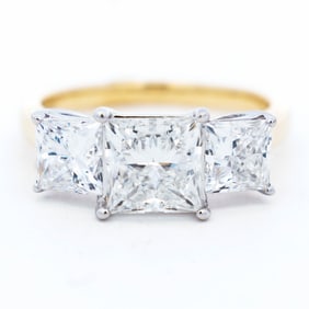 14KWG/YG 4.00ctw Princess Cut Lab Grown Diamond Band, 7