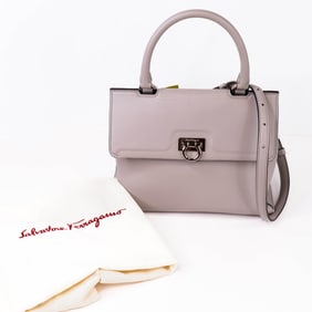 Salvatore Ferragamo Calfskin Gancio Trifolio Medium Top Handle Satchel