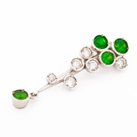 18KWG Demantoid Garnet & Diamond Cluster Pendant