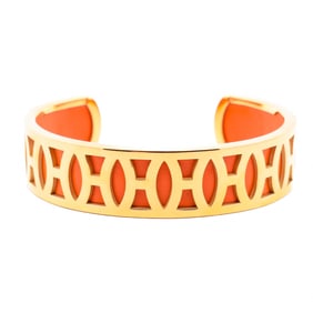 Hermes Cuff Bracelet – Gold-Plated Metal with Leather Inlay