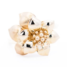 Estate 10K Yellow Gold Floral Ring size 7