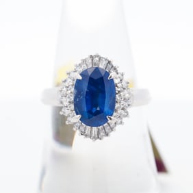Platinum 4.40ct GIA Certified Sapphire & 0.86ctw Diamond Ring