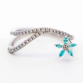 Platinum 950 Pariba Tourmaline & Diamond Ring, sz 6