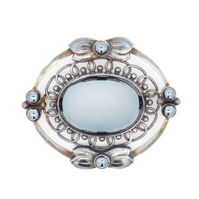 Georg Jensen Hematite Brooch, No. 91 in Sterling Silver