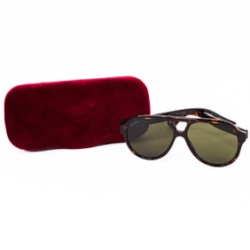 Gucci Aviator Sunglasses Tortoiseshell Acetate with Green Lenses – Unused with Case