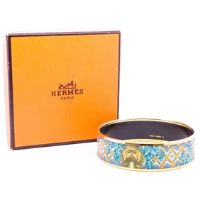 Vintage Hermes Enamel Bangle with Lions Head Fountain and Star Motifs PM