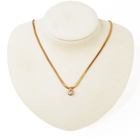 18KYG 13.2g Herringbone Chain 0.41ct Natural Diamond Necklace 19.5"