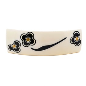 Chanel Camellia Resin Barrette Hair Accessory Very Rare! – White & Black