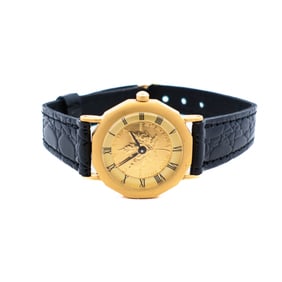 Vintage 925 Silver Vermeil Gold Coin Watch 24mm