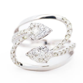 18KWG Bypass Cluster Ring .92ctw Diamonds Size 7