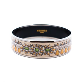 Hermes Email GM Enamel Bangle Silver Plated – Multicolor Floral Motif Cloisonne Bangle