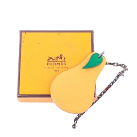 Hermes Pear Fruit Motif Leather Charm with Chain