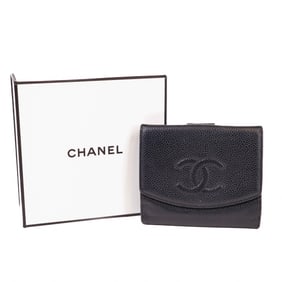 Chanel Caviar Skin Bi-Fold Compact Wallet Black w/ Box