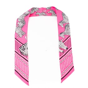 Hermes Twilly Les Zebres Bandana Pink & Black 100& Silk Scarf