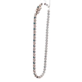 18KWG Sparkly Snow Days Whtie & Light Blue Natural Diamond Tennis Bracelet 7"