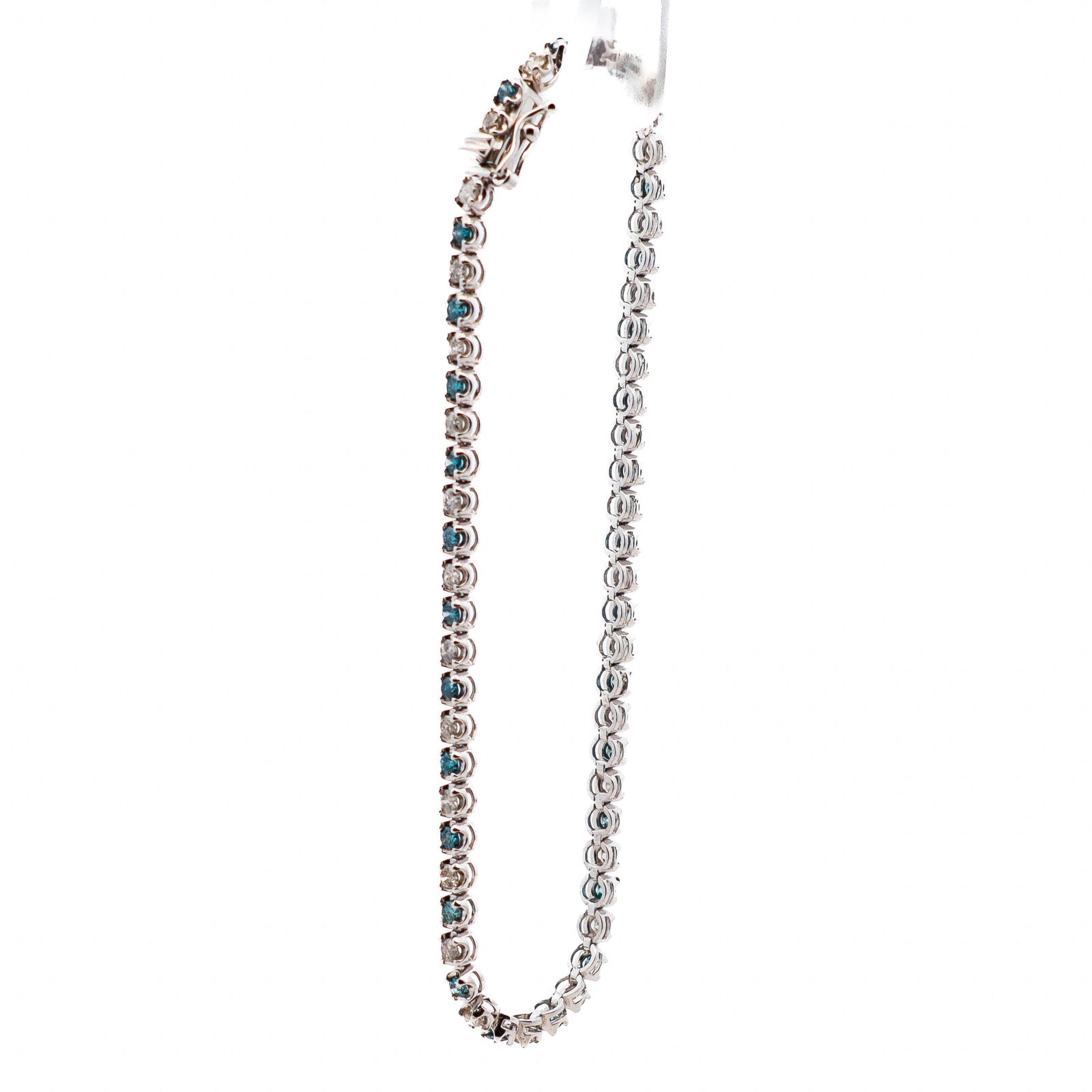 18KWG Sparkly Snow Days Whtie & Light Blue Natural Diamond Tennis Bracelet 7" (1 of 5)