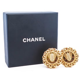 Vintage Chanel Earrings – Gilt Metal with Wheat Motif