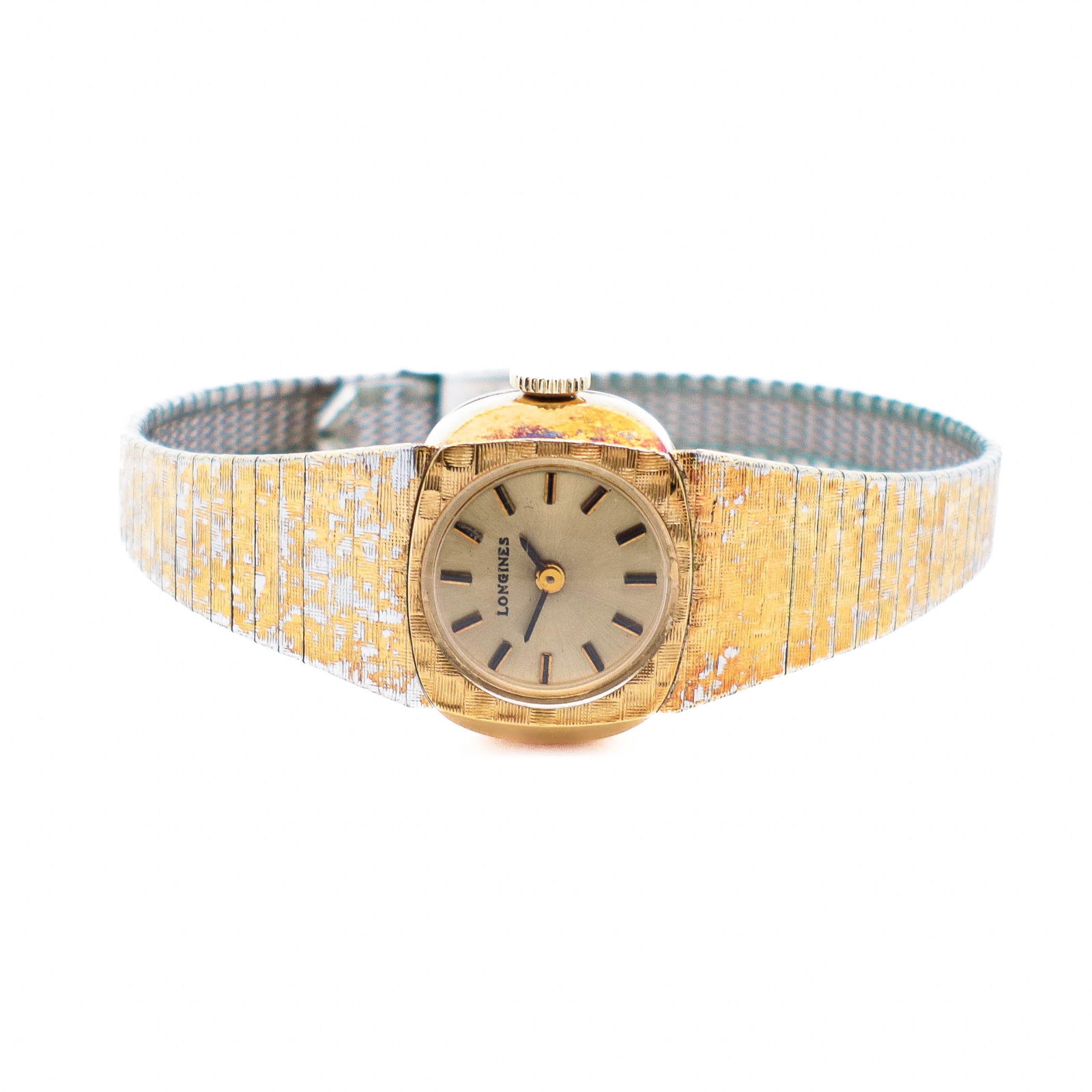 Longines 20mm 10K Gold-Filled Cream Dial Quartz Ladies Vintage: Vintage Longines ladies wristwatch with 10K gold-filled case. Cream dial with applied baton indices and gold-tone hands. Quartz movement. Fitted with a leather strap and pin buckle. Swiss Made. S