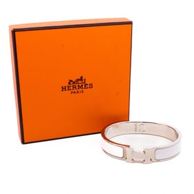 Hermes Clic Clac PM Bracelet Bangle White Enamel w Boxxx