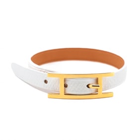 Hermes Behapi Bracelet White Leather Gold Hardware K Stamp