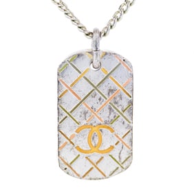 Chanel Matelasse Tag Necklace – Silver-tone with Multicolor Enamel Quilting 2005 Spring 05P