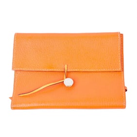 Hermes Notebook Cover Leather Orange Button Closure S Stamp