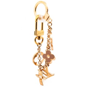 Louis Vuitton Monogram Fleur Charm / Key Holder Gold Metal and Enamel M65111