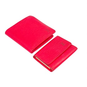 Louis Vuitton Epi Leather Bifold Wallet and 6 Key Holder 2-Piece Set Castillian Red