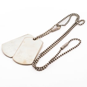 GUCCI Silver Dog Tag Necklace