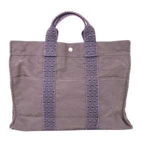 Hermes Fourre Tout MM Nylon Canvas Gray Tote Bag
