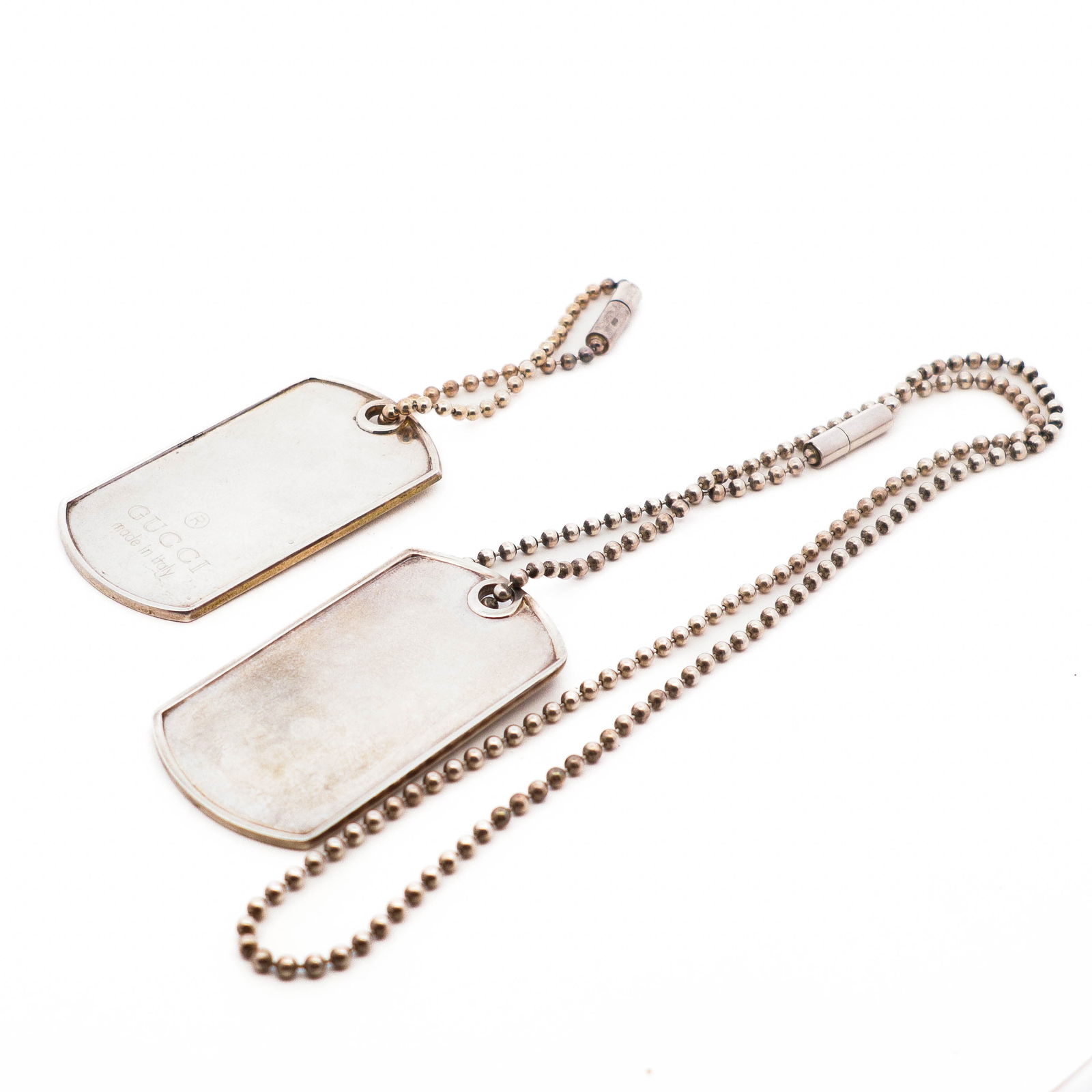 GUCCI Dog Tag Necklace & Keychain Lot of 2, Sterling Silver – 45.0 g (1 of 5)