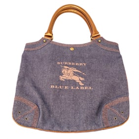 Burberry Blue Label Denim Handbag with Leather Handles